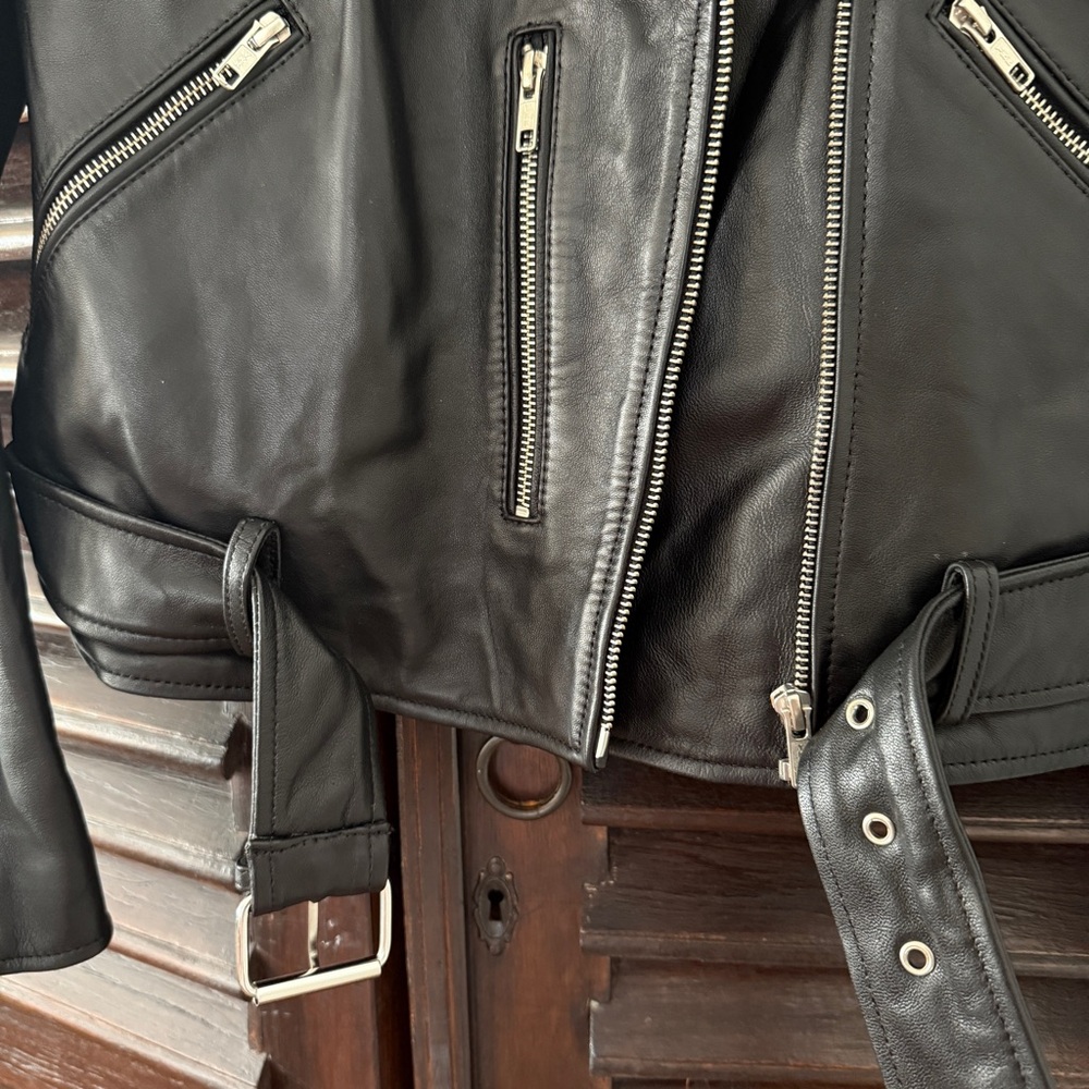 Quince Classic Black Leather Moto Jacket - Women NWOT - Picture 6 of 6